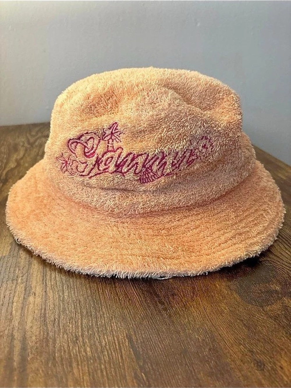 GANNI Beach Terry Bucket Hat Pink/Orange